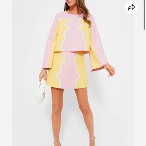 Tuckernuck Pop of Peony Meg Yellow and Pink Mini Skirt